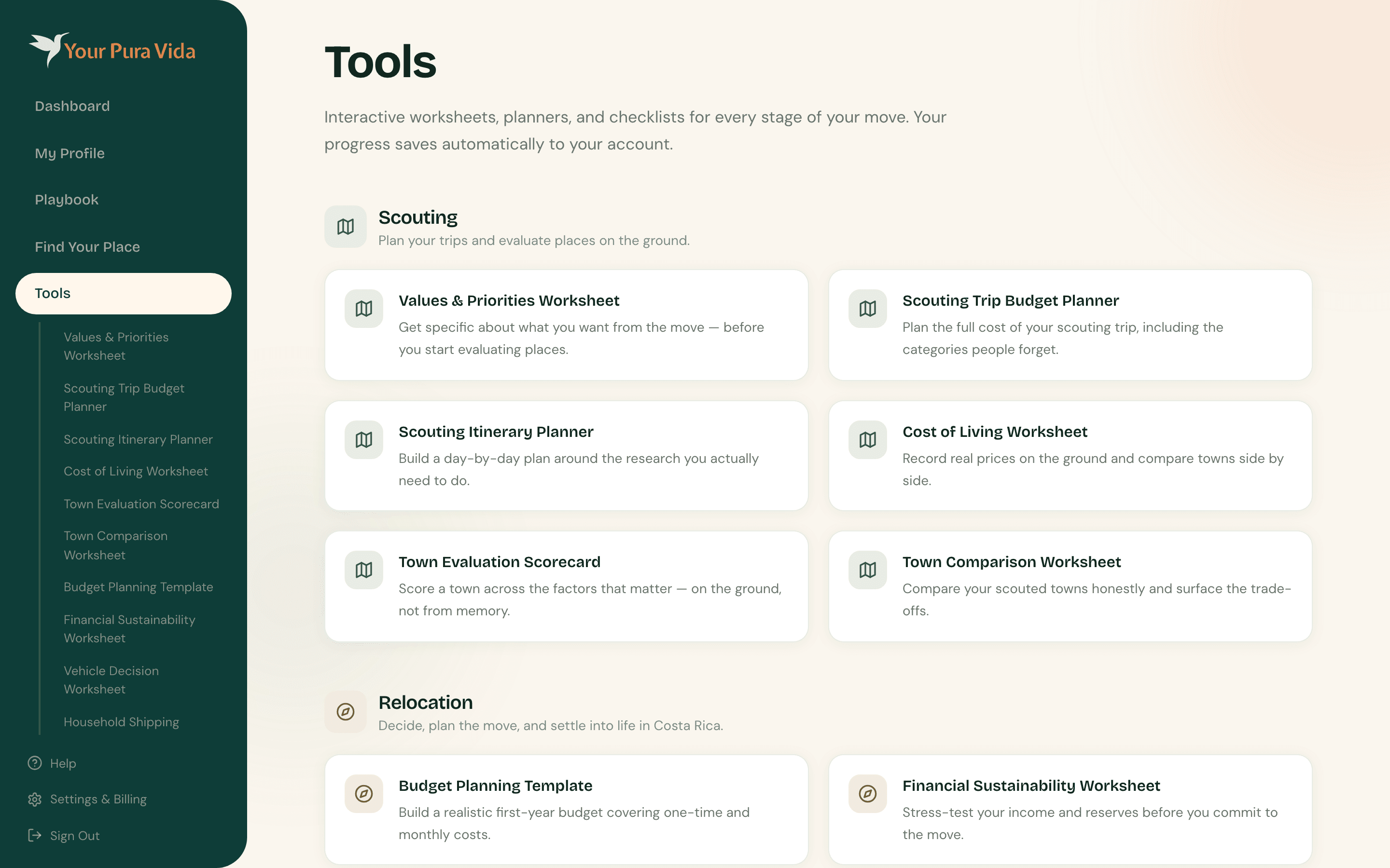 Tools: interactive calculators and checklists